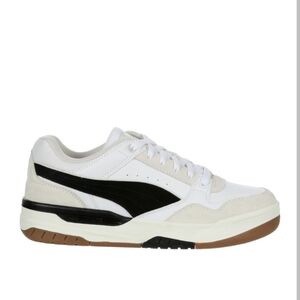 Puma Men's White and Black Rebound Retro Court  Sneakers